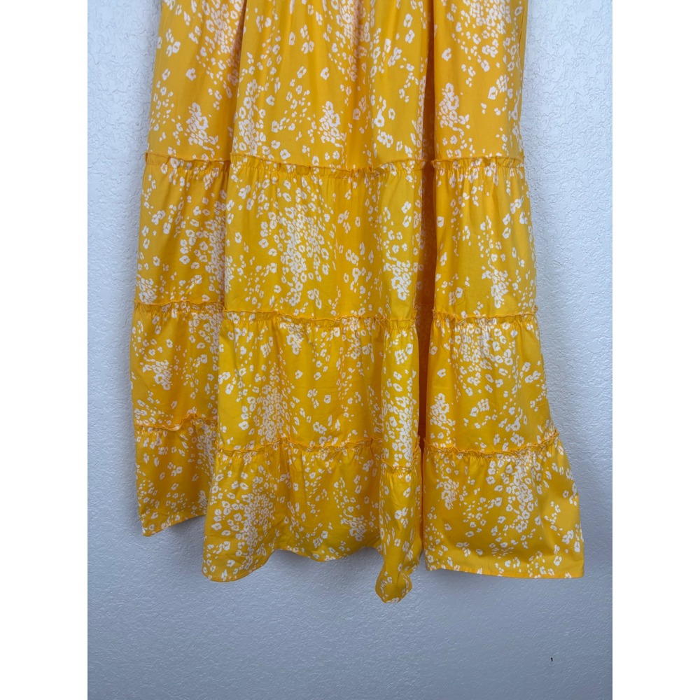 Torrid Yellow Leopard Smocked Tiered Midi Dress Sz 3 Resort Summer Vacation - Picture 4 of 10